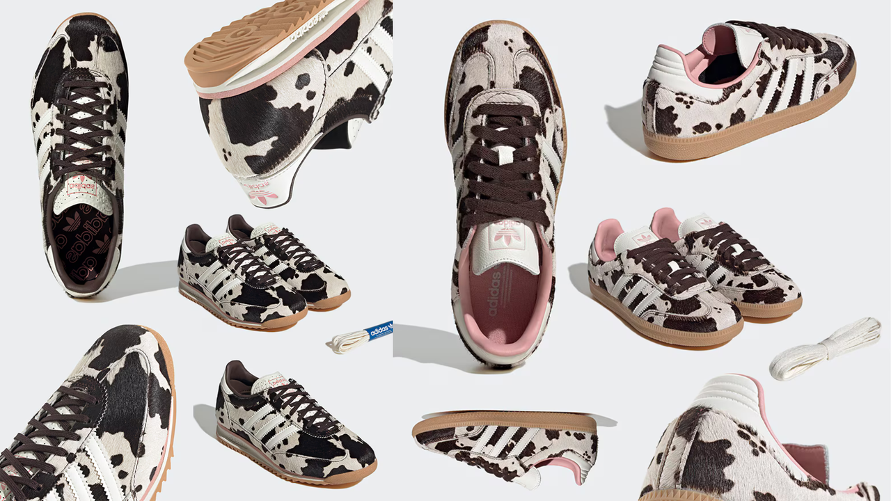 Adidas ASOS cow print trainers