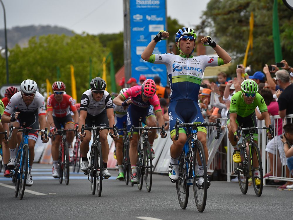 Caleb Ewan outsprints Mark Renshaw to win stage 1 of the Tour Down Under