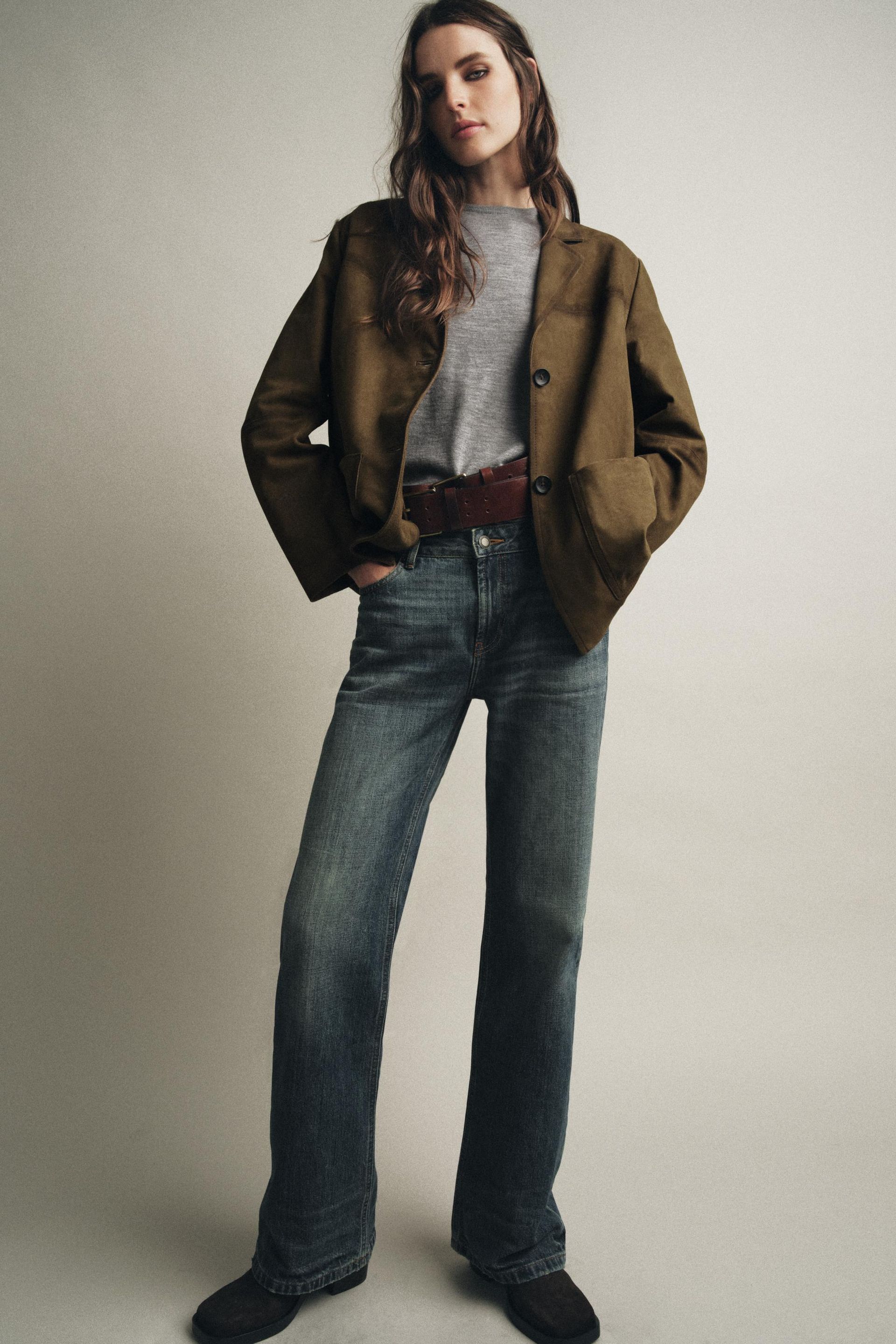 Oversize 100% Suede Leather Blazer Zw Collection Limited Edition