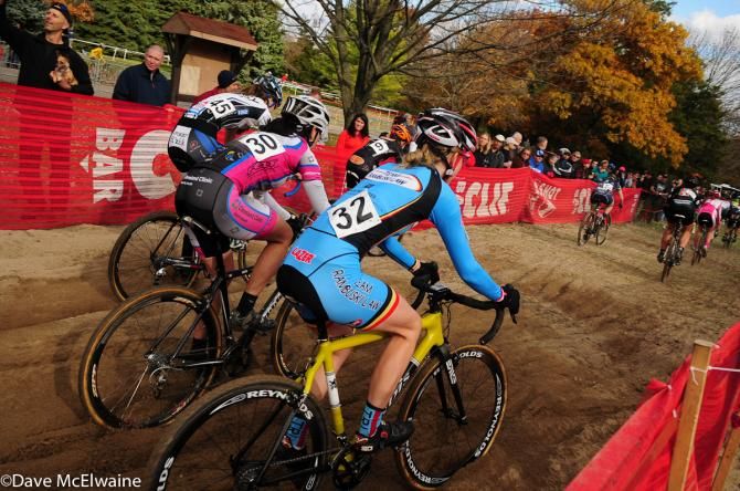 The Elite Women ride the very long sand pit