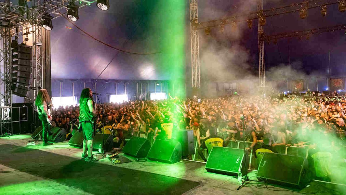 Machine Head playing live at the Bloodstock festival in 2022