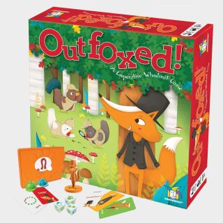 Outfoxed box and components on a plain background