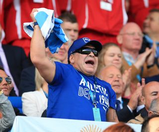 Maradona played the role of Argentina fan at the 2015 Rugby World Cup in England