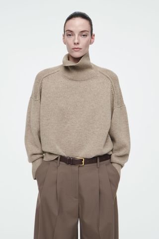 Ribbed Merino Wool Turtleneck Sweater