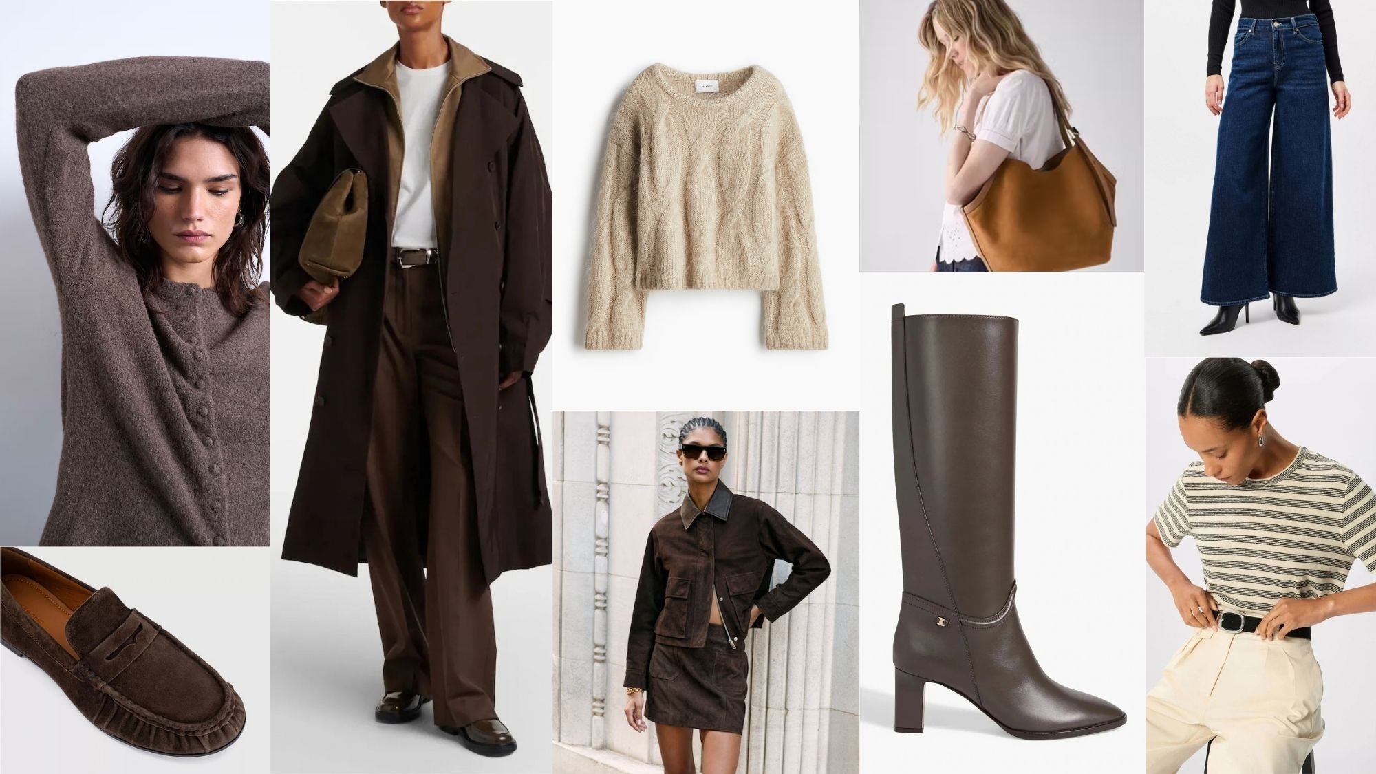 a collage of various autumn basics on sale from the article