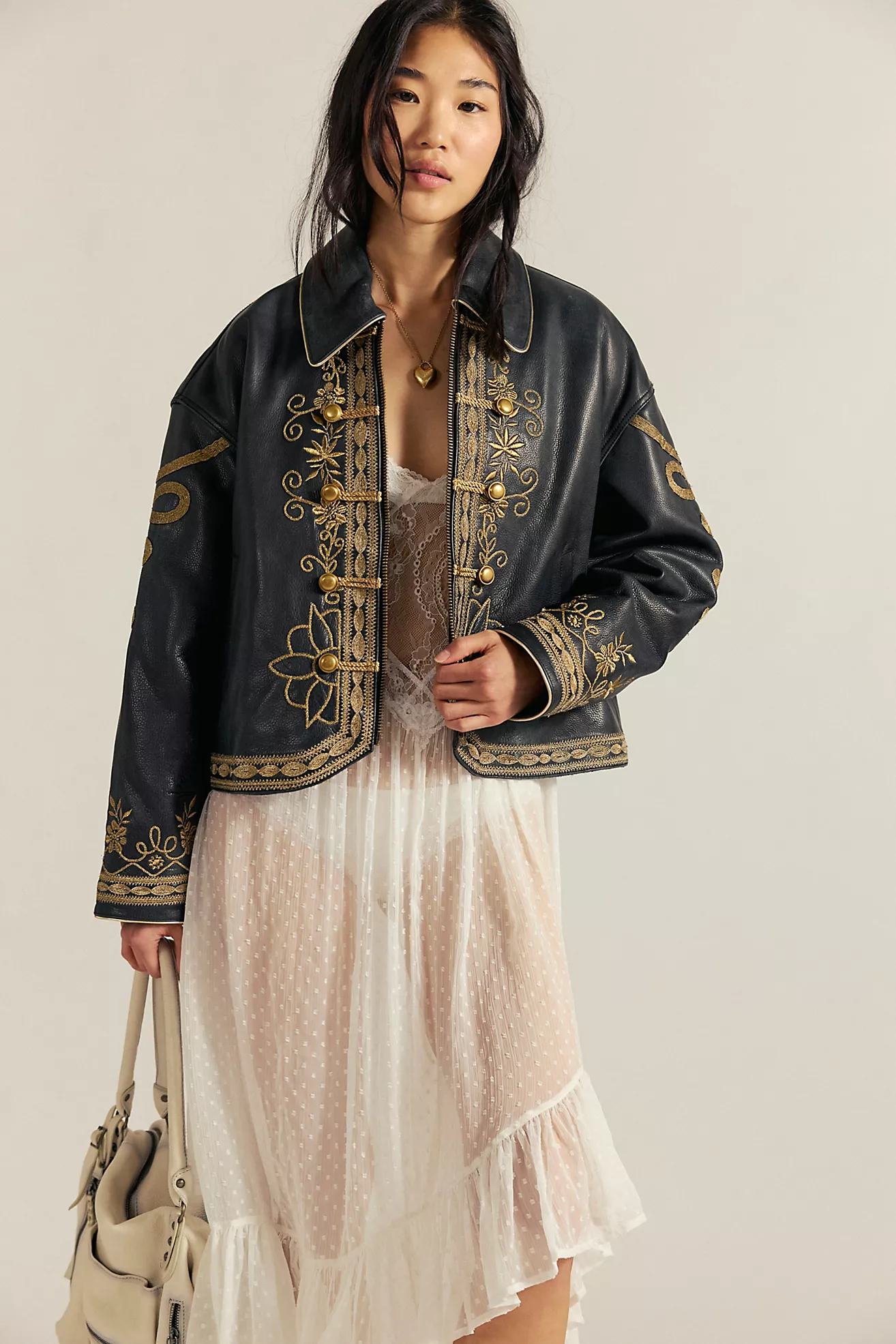 We the Free Lana Leather Band Jacket