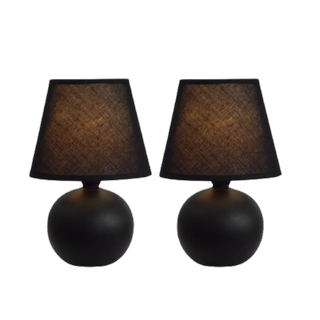 black globe shaped nightstand lamp pair