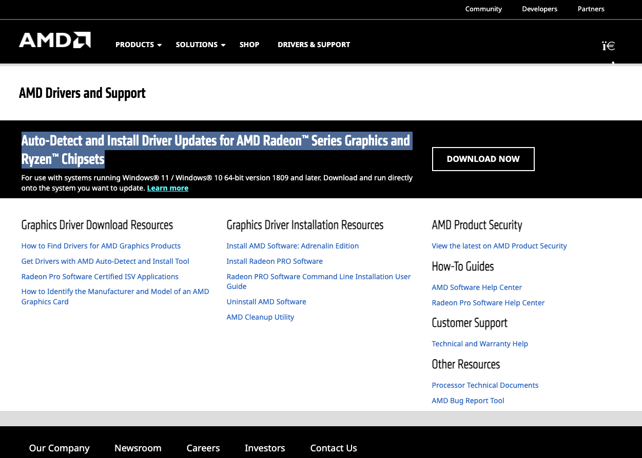 Sahte AMD web sitesi