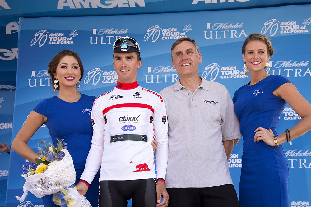 Julian Alaphilippe (Etixx-Quick Step) on the podium