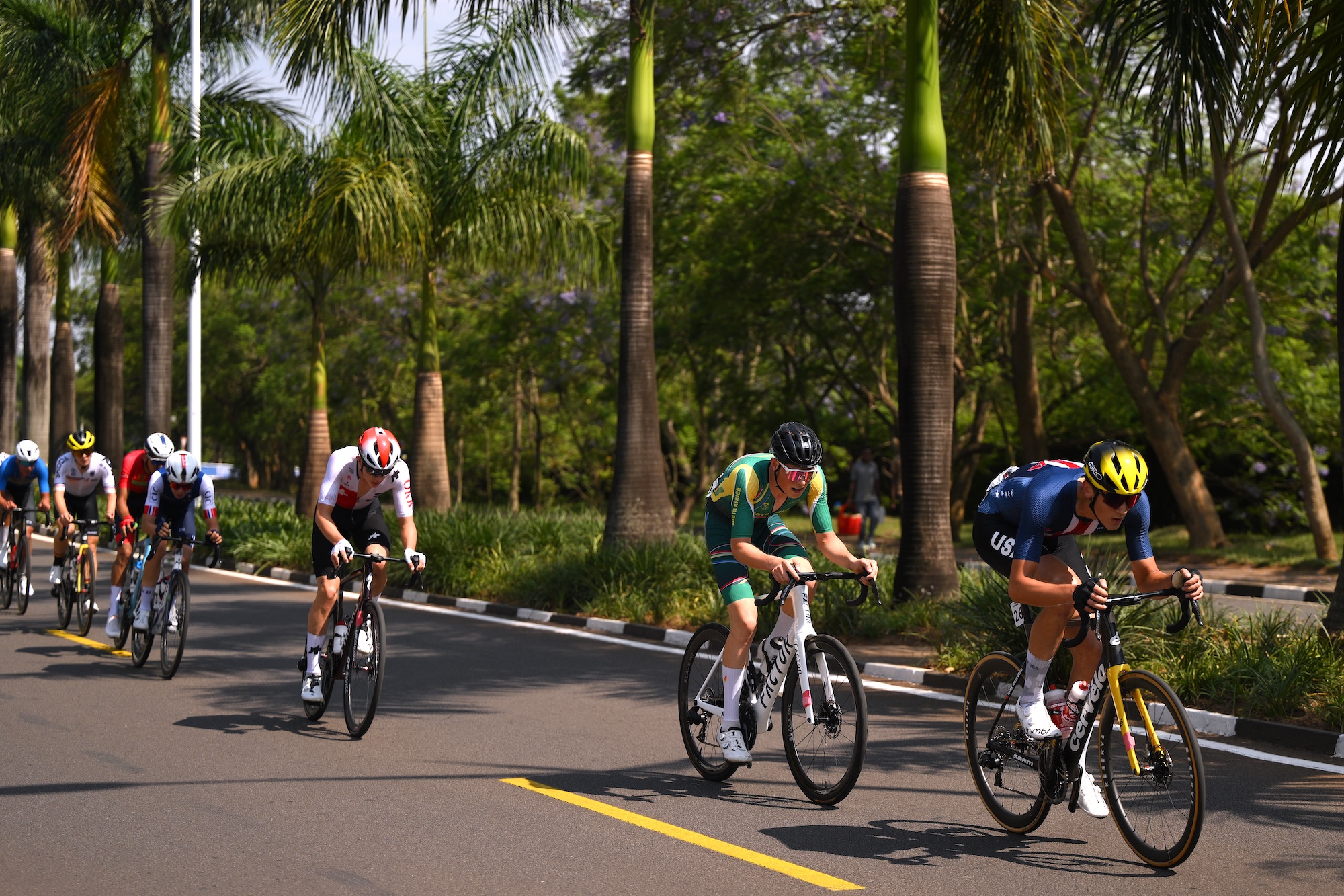 Ashlin Barry on the charge at the Kigali UCI Road World Championships in 2025