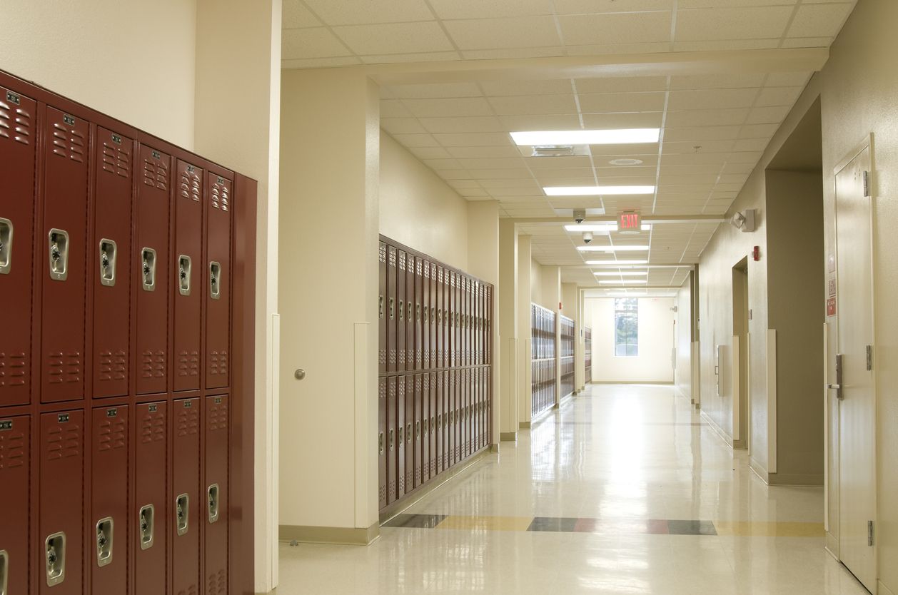 A high school hallway.