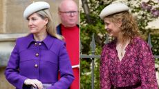 Composite of Duchess Sophie at Easter 2024 and Lady Louise Windsor at Easter 2022 wearing a very similar beret