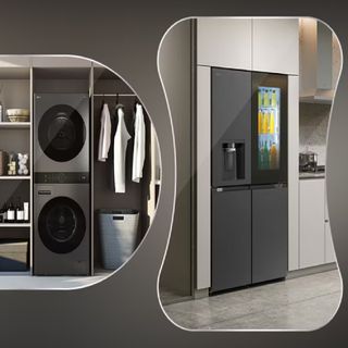 An LG fridge, washing machine, and dryer