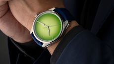 The H Moser & Cie Pioneer Centre Seconds Concept in Citrus Green on a wrist