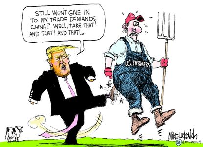 Political Cartoon Trump Trade Demands American Farmers