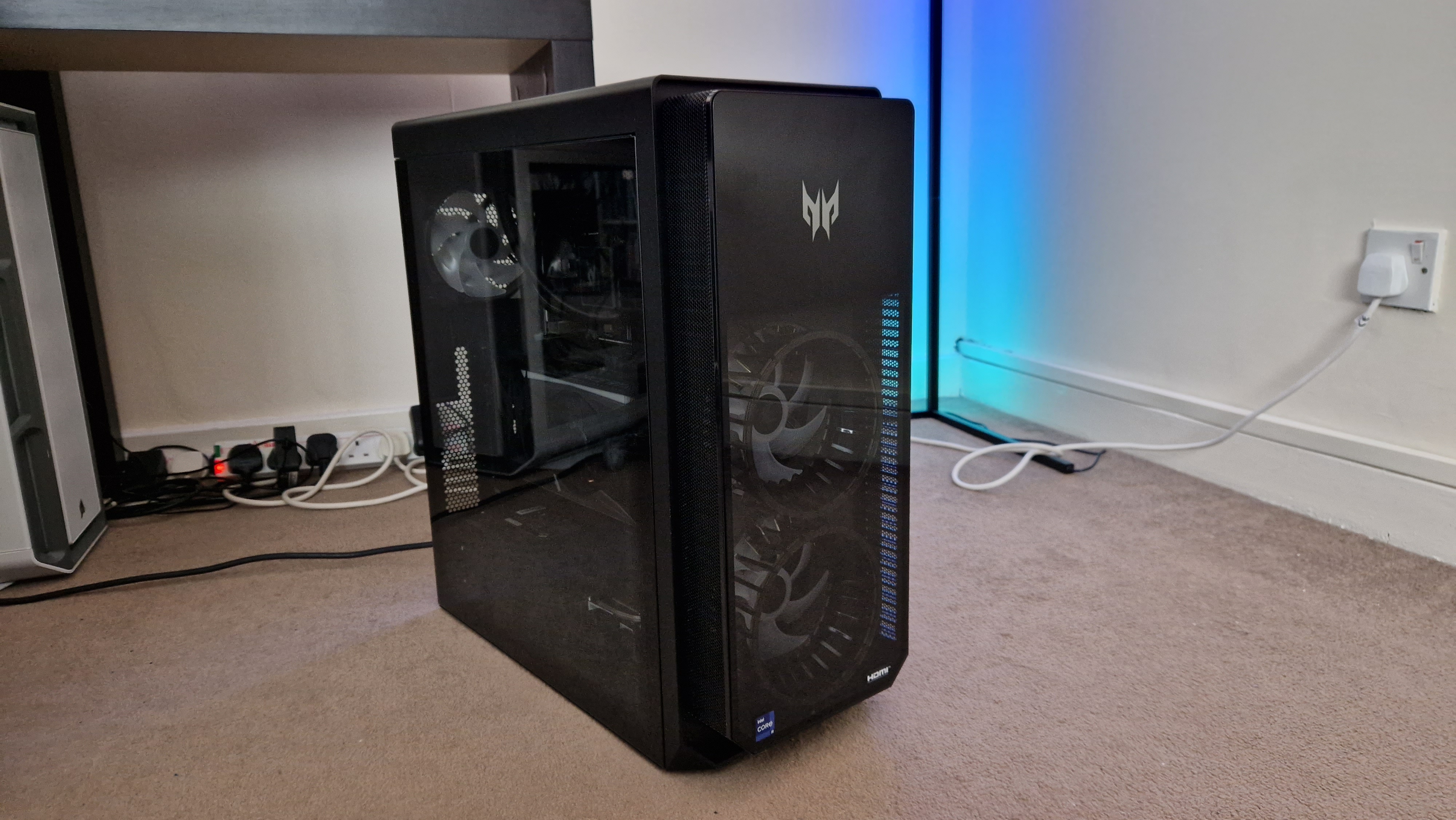 Acer Predator Orion 7000 switched off, showing the lush blacks of its chassis