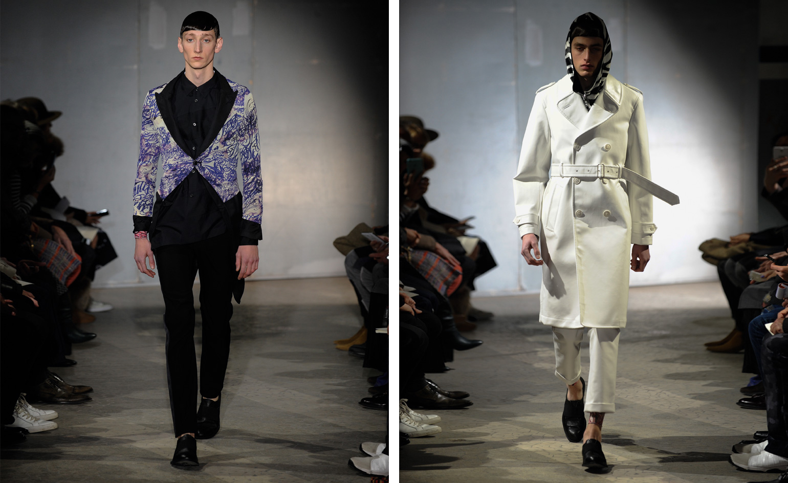 Males modelling clothes on the catwalk