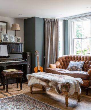 music room space in renovated farmhouse