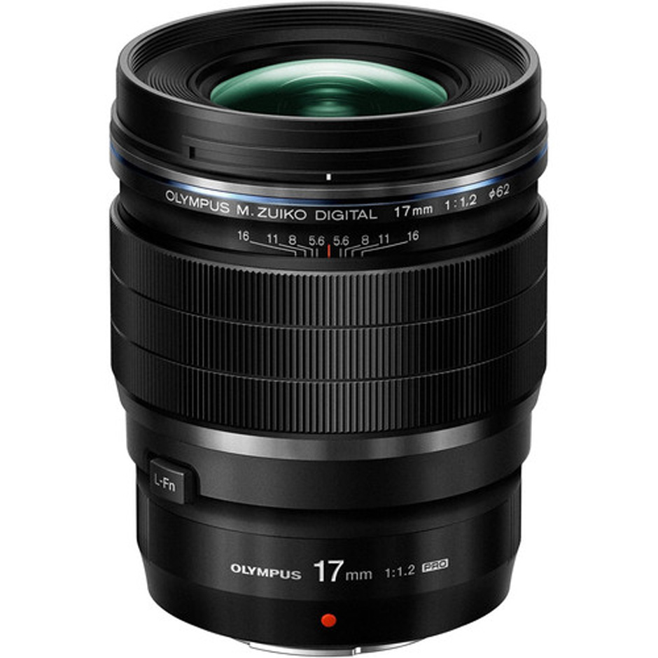 M.Zuiko ED 17mm f:1.2 Pro on a white background