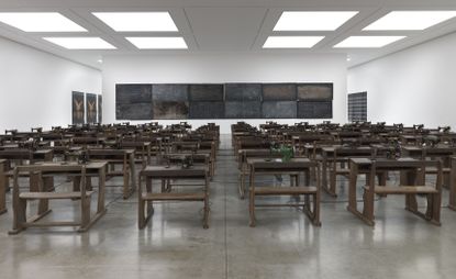 Installation view of Ibrahim Mahama, 'Lazarus' at White Cube Bermondsey