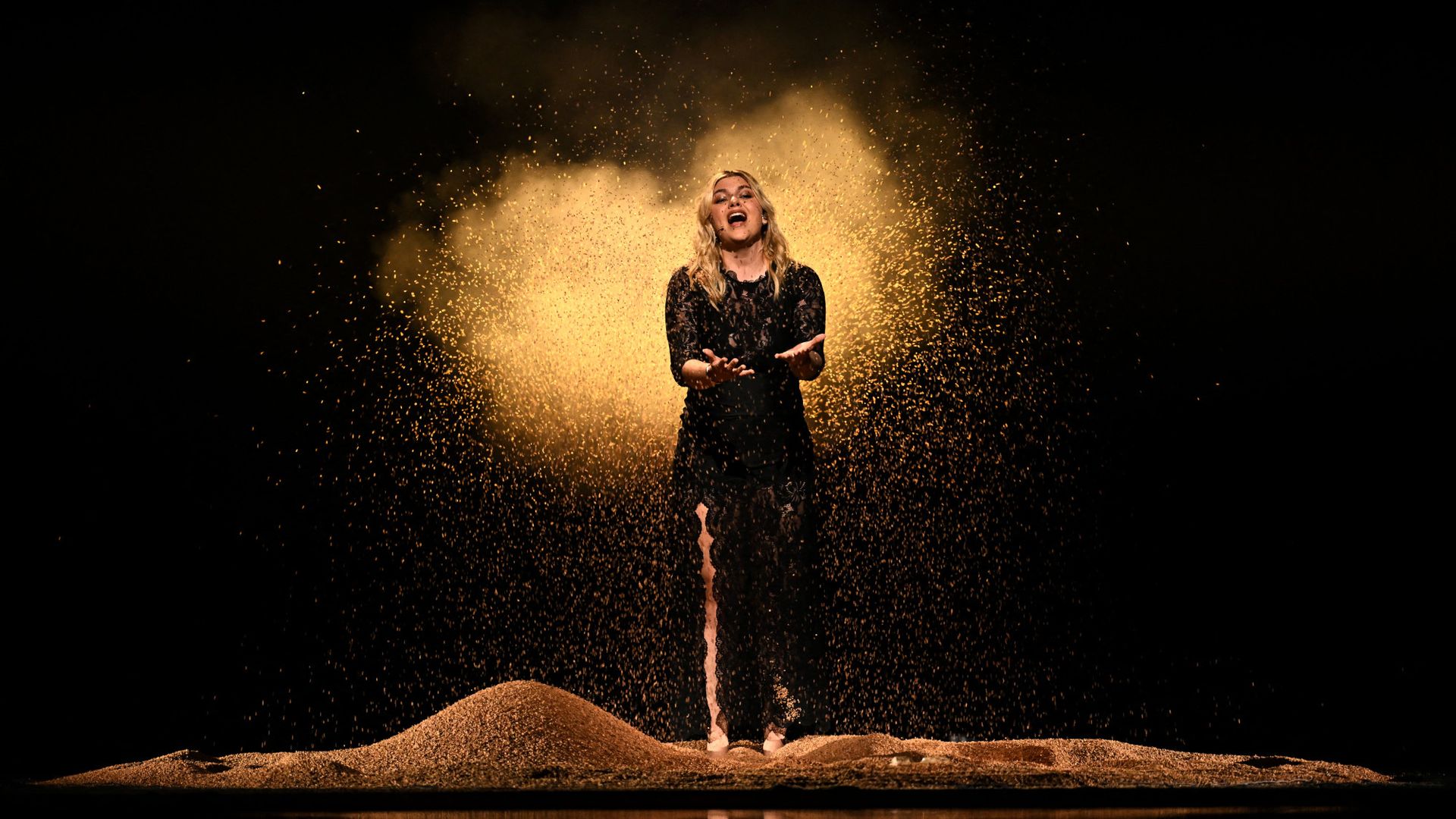 
                                French singer Louane Emera performs during the Eurovision Song Contest in Basel, Switzerland
                            