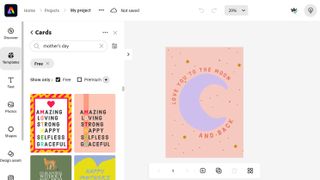Mother's day card being edited in Adobe Express interface