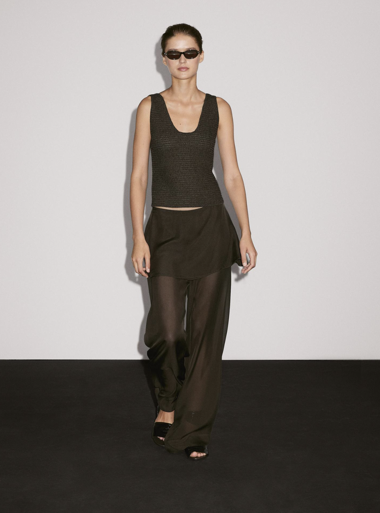 Massimo Dutti, Flowing Contrast 100% Silk Trousers