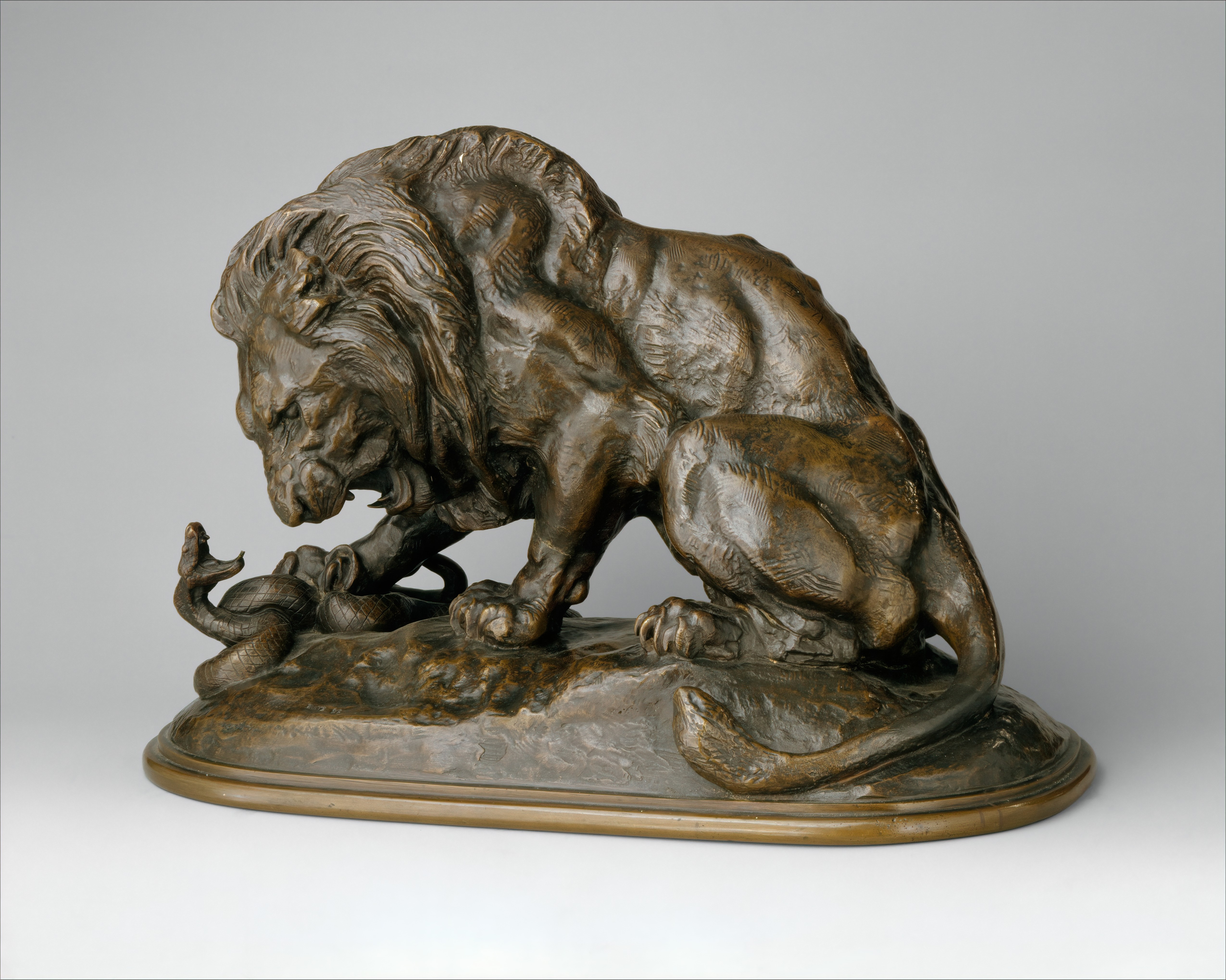 Barye&amp;rsquo;s 'Lion Crushing a Serpent' sculpture