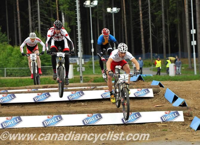 Fabien Canal (Asptt Definitive Tec) leading Leandre Bouchard