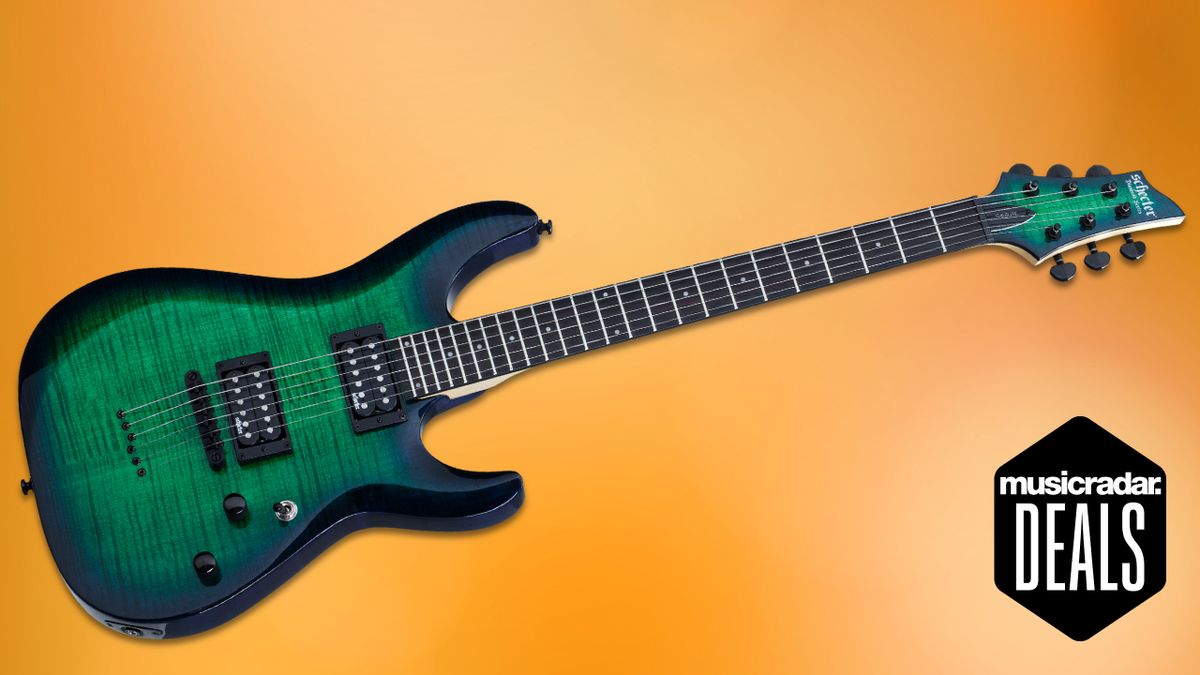 Schecter C-6 Elite on an orange background