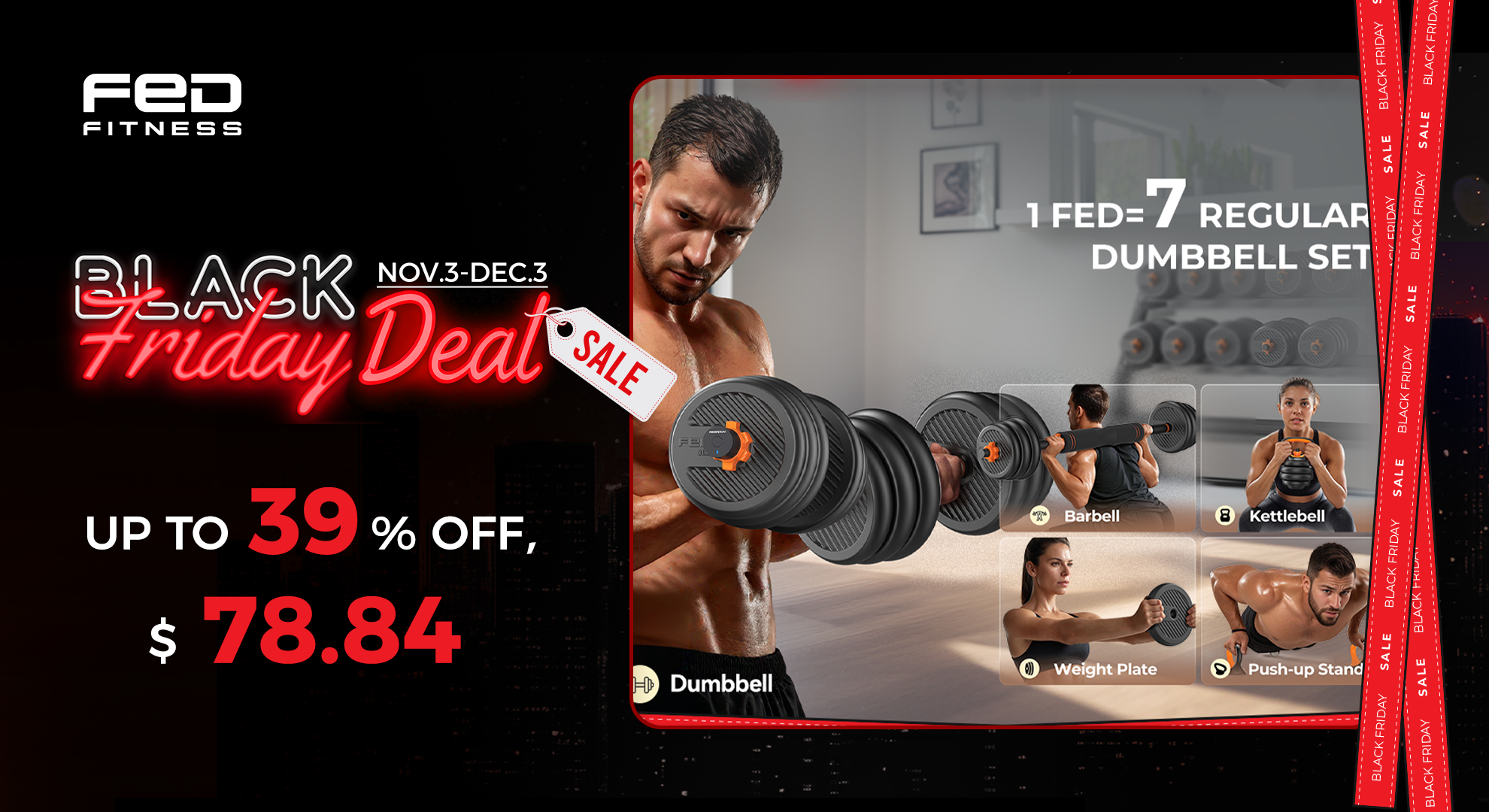 FED Fitness Black Friday deals featuring exercise equipment