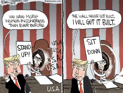 Political Cartoon U.S. Trump Pelosi Women in congress