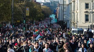 Thousands gather for a march in London calling for an Israel-Palestine ceasefire