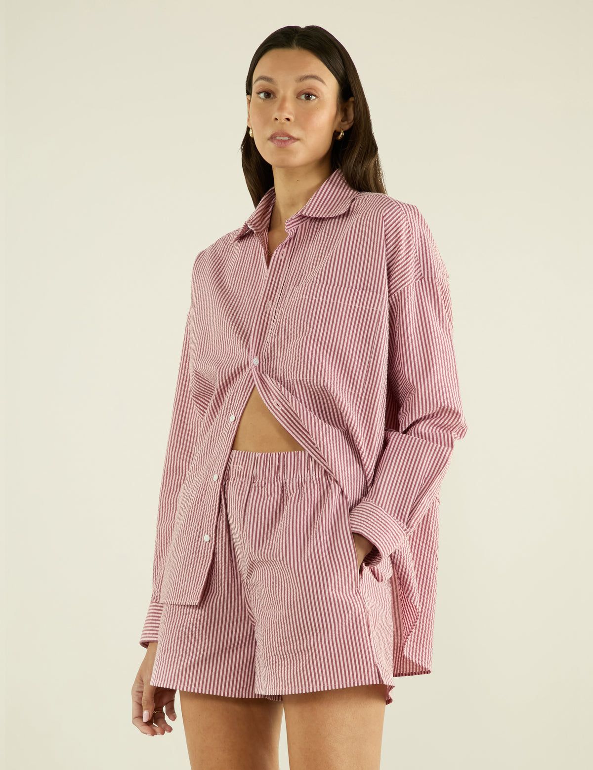 The Boxer: Seersucker, Pink and Berry Stripe