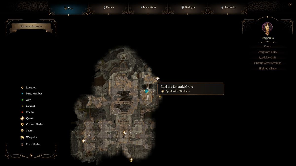 Baldur's Gate 3 companions - Minthara's location inside the Shattered Sanctum
