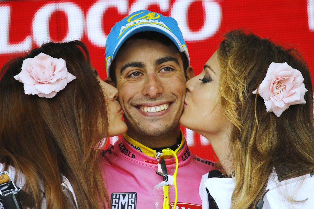 Astana's Fabio Aru on the stage 13 podium.