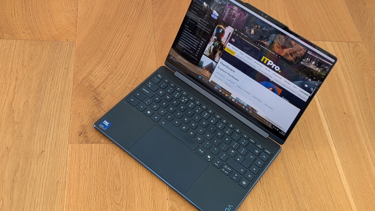 The Lenovo Yoga 9i Aura Edition on a desk
