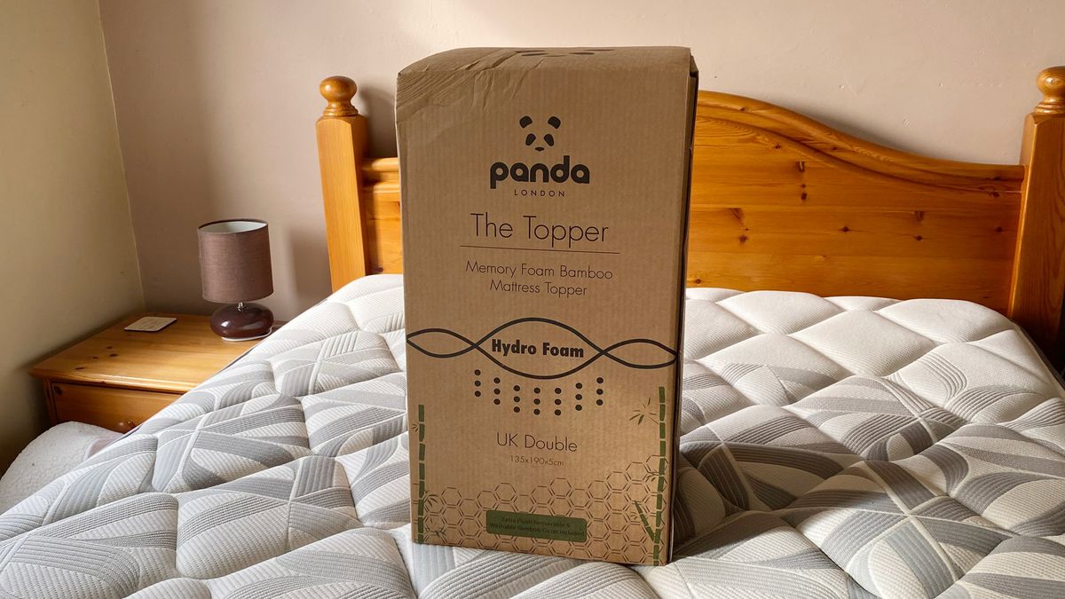 The Panda Bamboo Mattress Topper in its delivery box