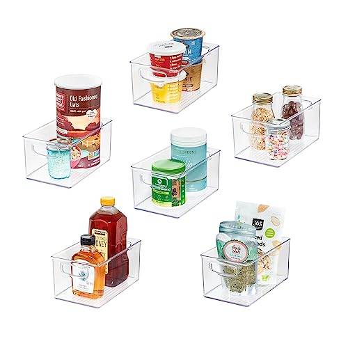Idesign Stackable Pantry Bins With Handles for Cabinets or Fridge, Set of 6, Clear, Made in Usa