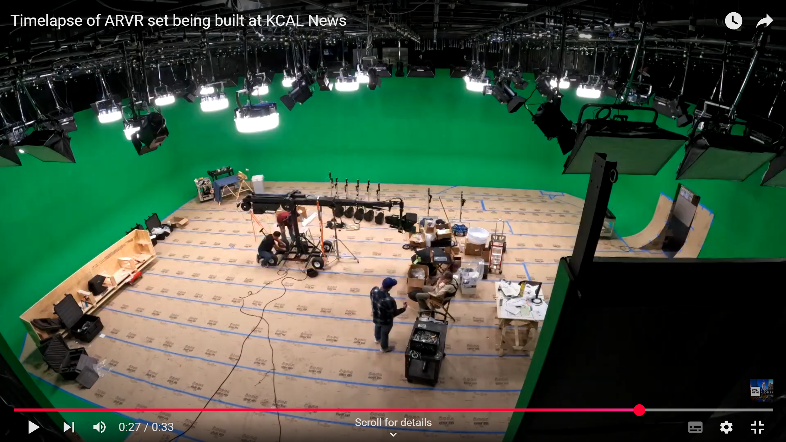 The construction of a new AR/VR news set for CBS Los Angeles that went live on June 11. 