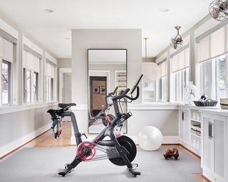 A home gym area in an unused part of a bright home