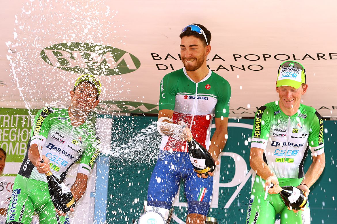 Giacomo Nizzolo (Trek-Segafredo) celebrates his victory