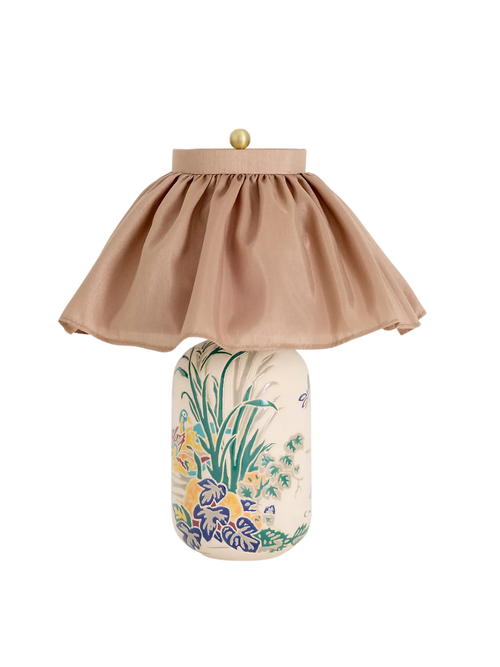 Bernadette Ceramic Carved Table Lamp With Skirted Shade