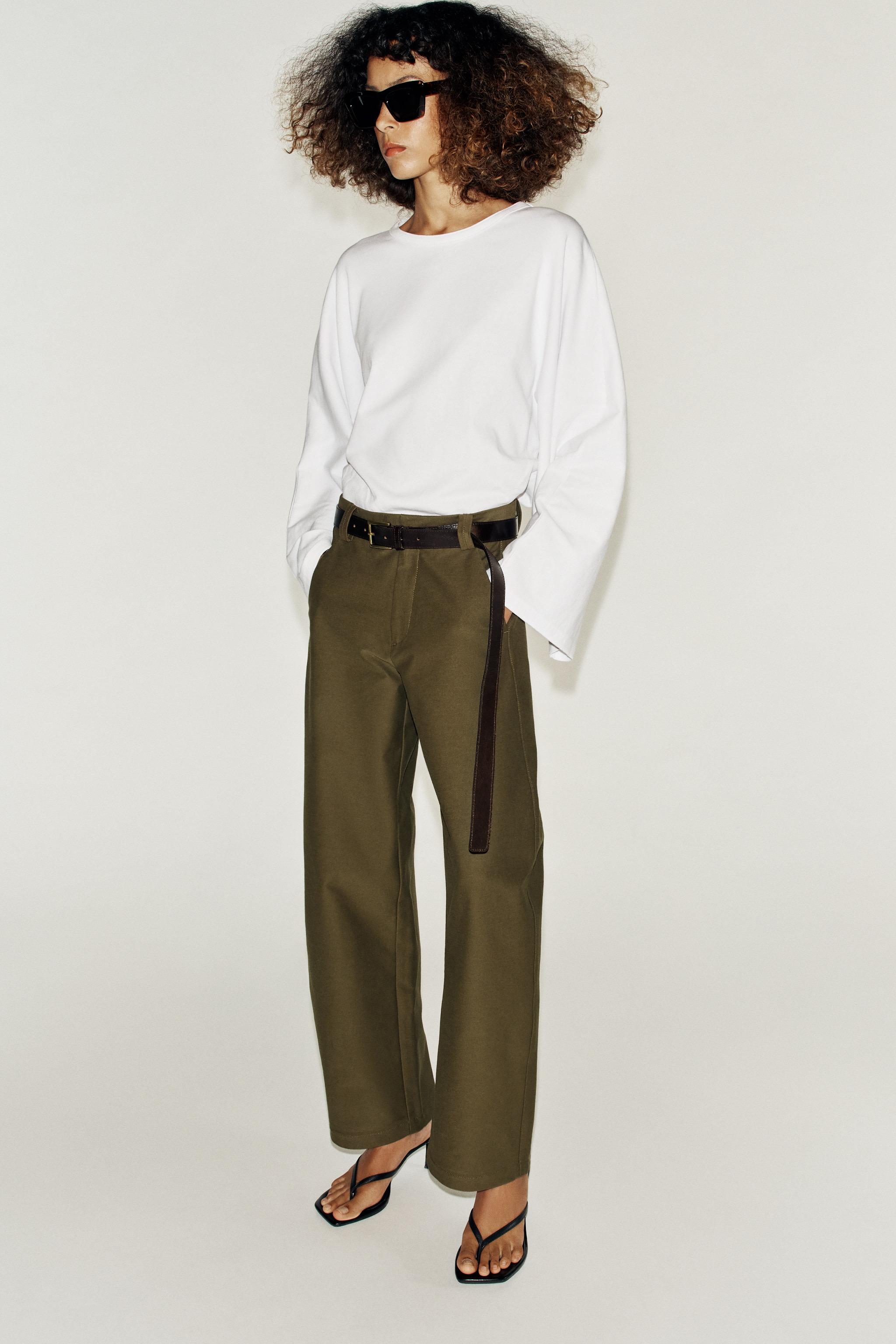 Barrel Trousers - Dark Khaki - Xs