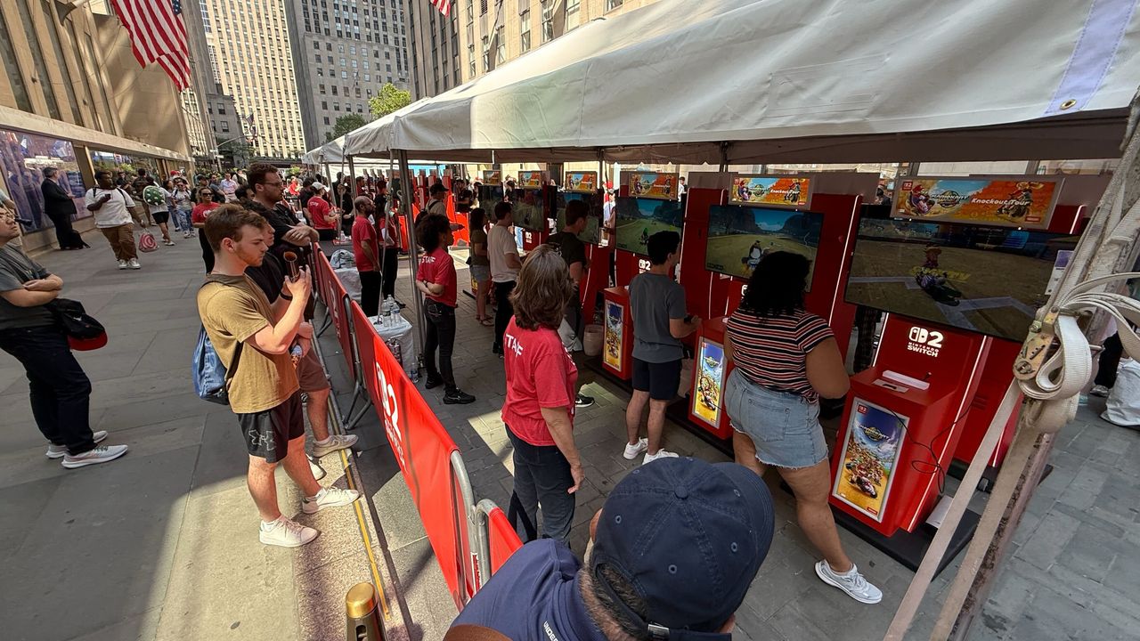 A look at the Mario Kart World play station at the NYC Nintendo Store on June 4, 2025