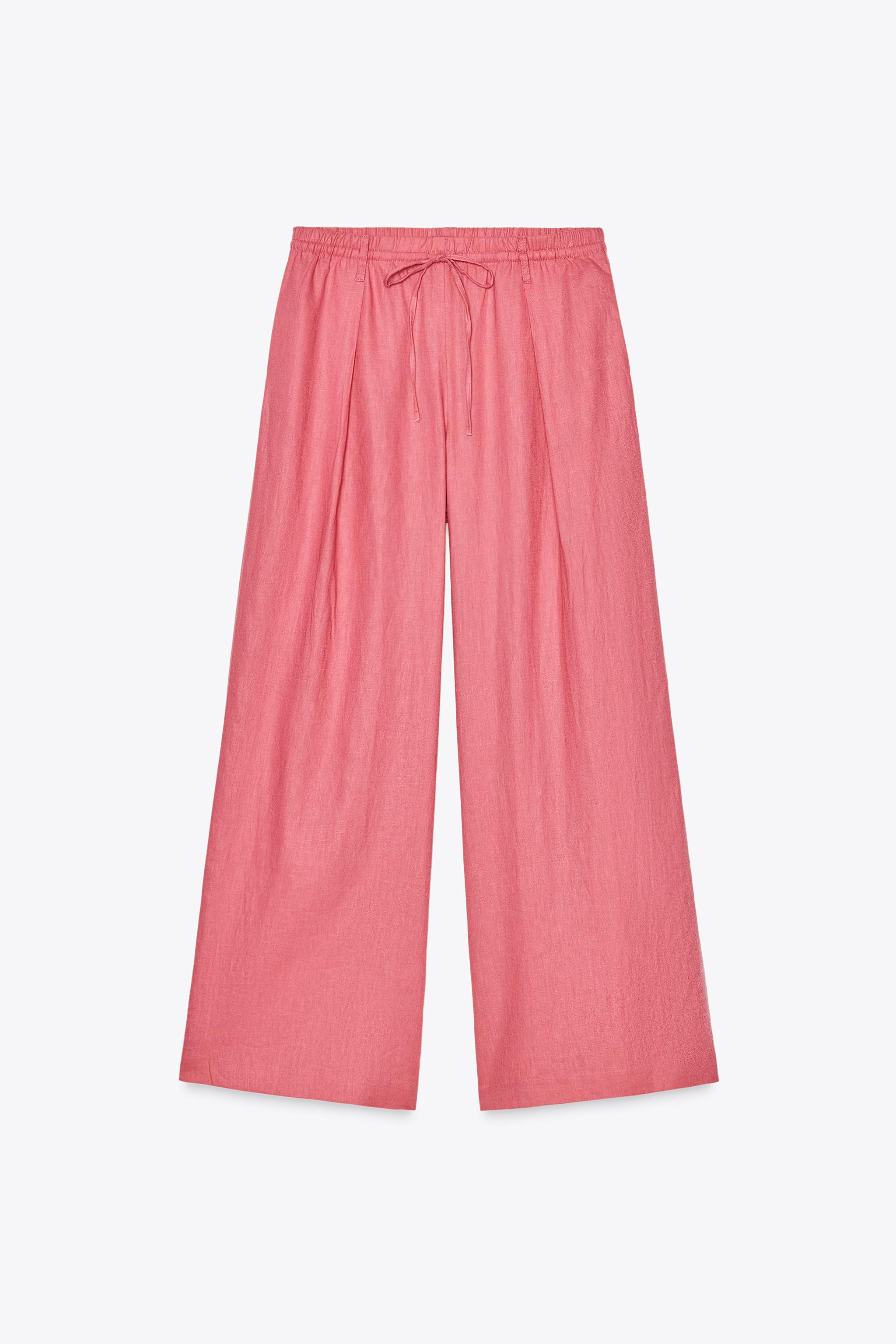 Linen Blend Palazzo Trousers