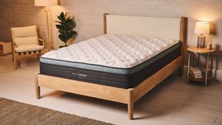 The Helix Dusk Luxe Mattress on a bed frame in a bedroom