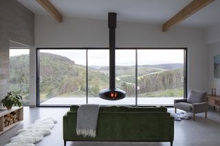 living space interior looking out at Spyon Cop by Brown & Brown at Cairngorms, Scotland