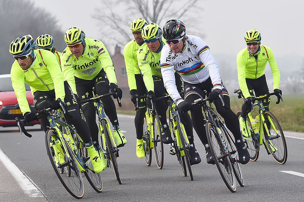 Peter Sagan and his Tinkoff teammates train in Belgium