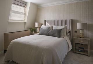 neutral bedroom with luxe double bed